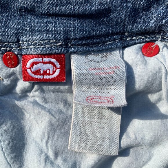 Eckored Denim Riveted Capri Large Cuff Red Seem Jeans Distressed - Picture 8 of 15